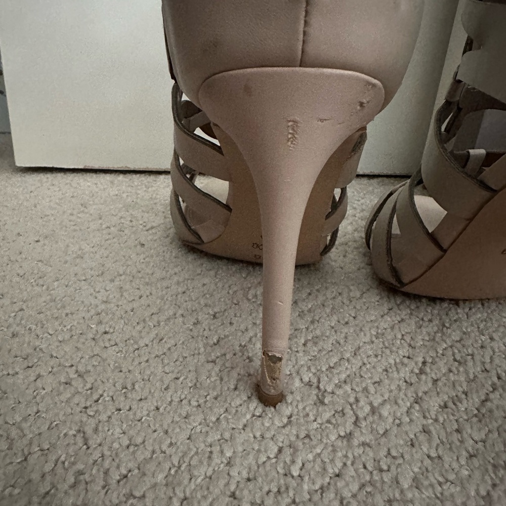 BCBGMaxAzria Vicenza Elegant Leather Strappy Heels - Picture 12 of 14